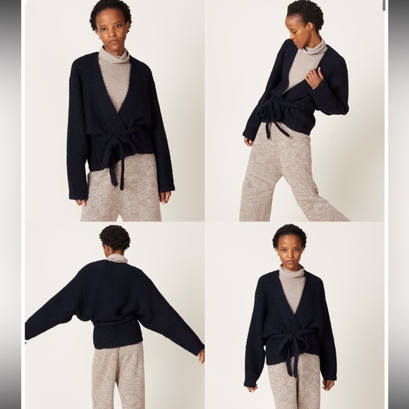 LE17SEPTEMBRE Sweaters - LE17SEPTEMBRE Women’s Boucle Dolman Navy Open Front Cardigan Sweater Size Small